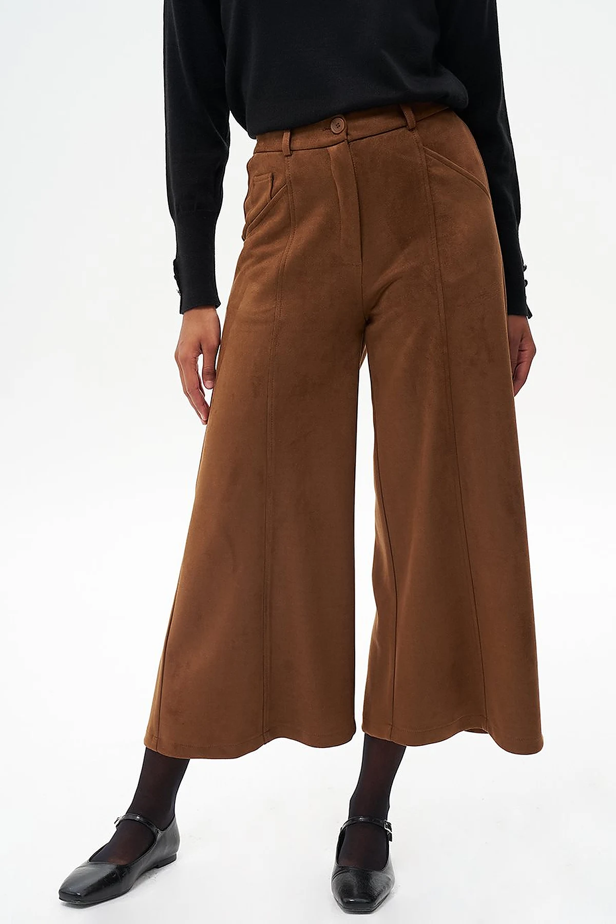 Beli Lastikli Süet Pantolon Camel