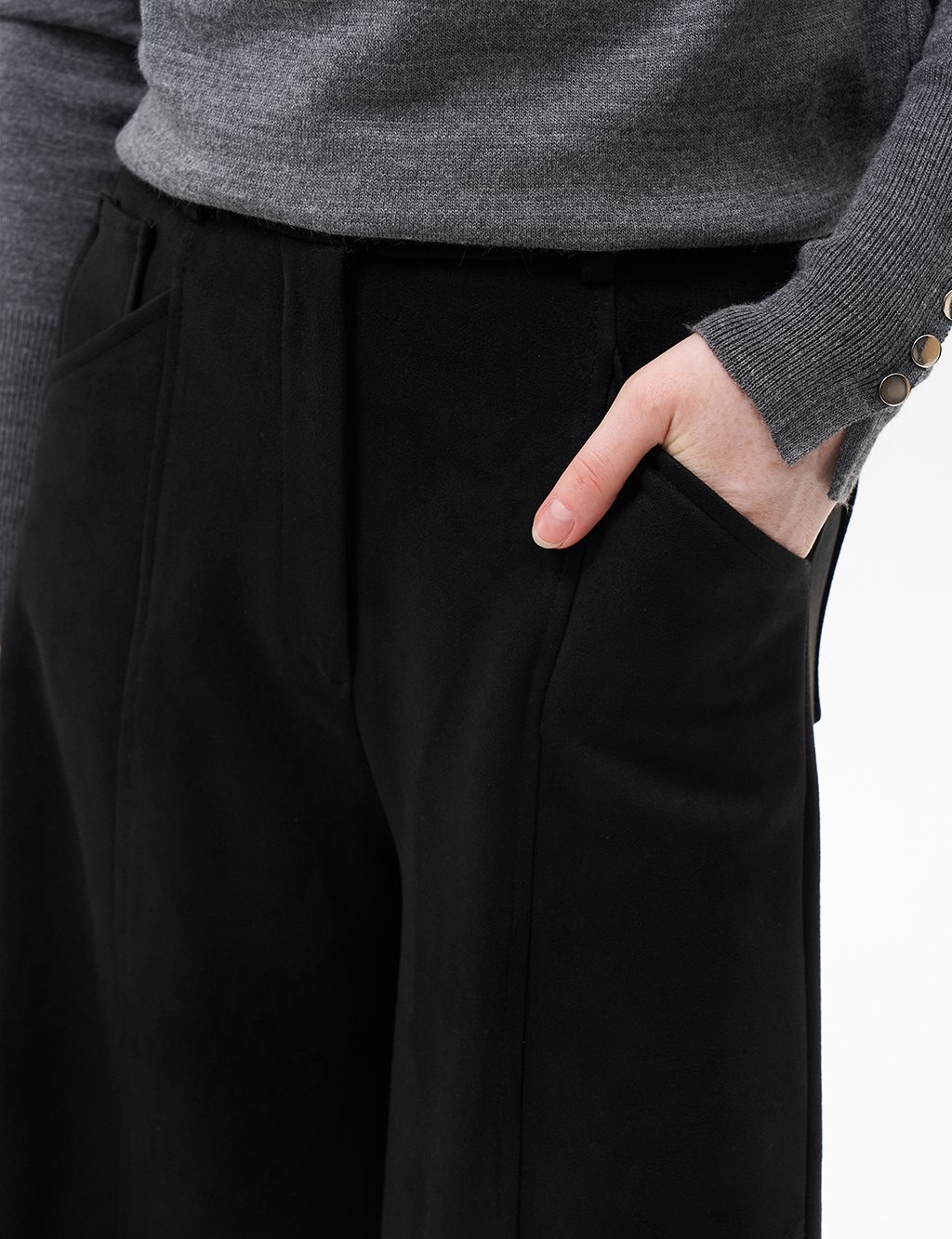 Suede Pants with Elastic Waist Black