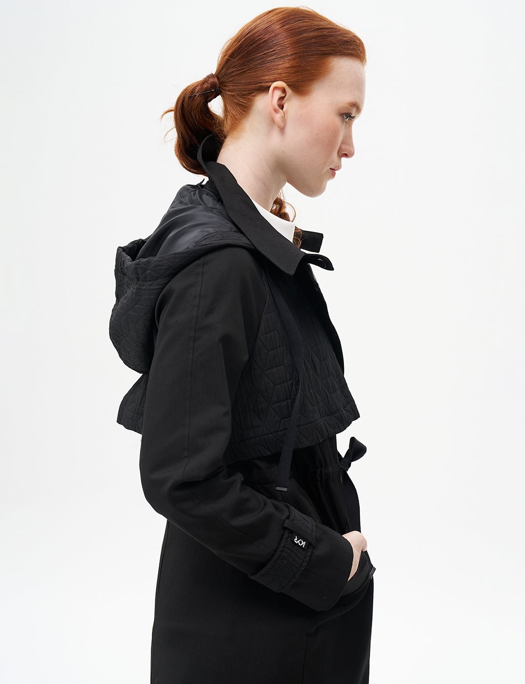 Quilted Mixed Cape Black