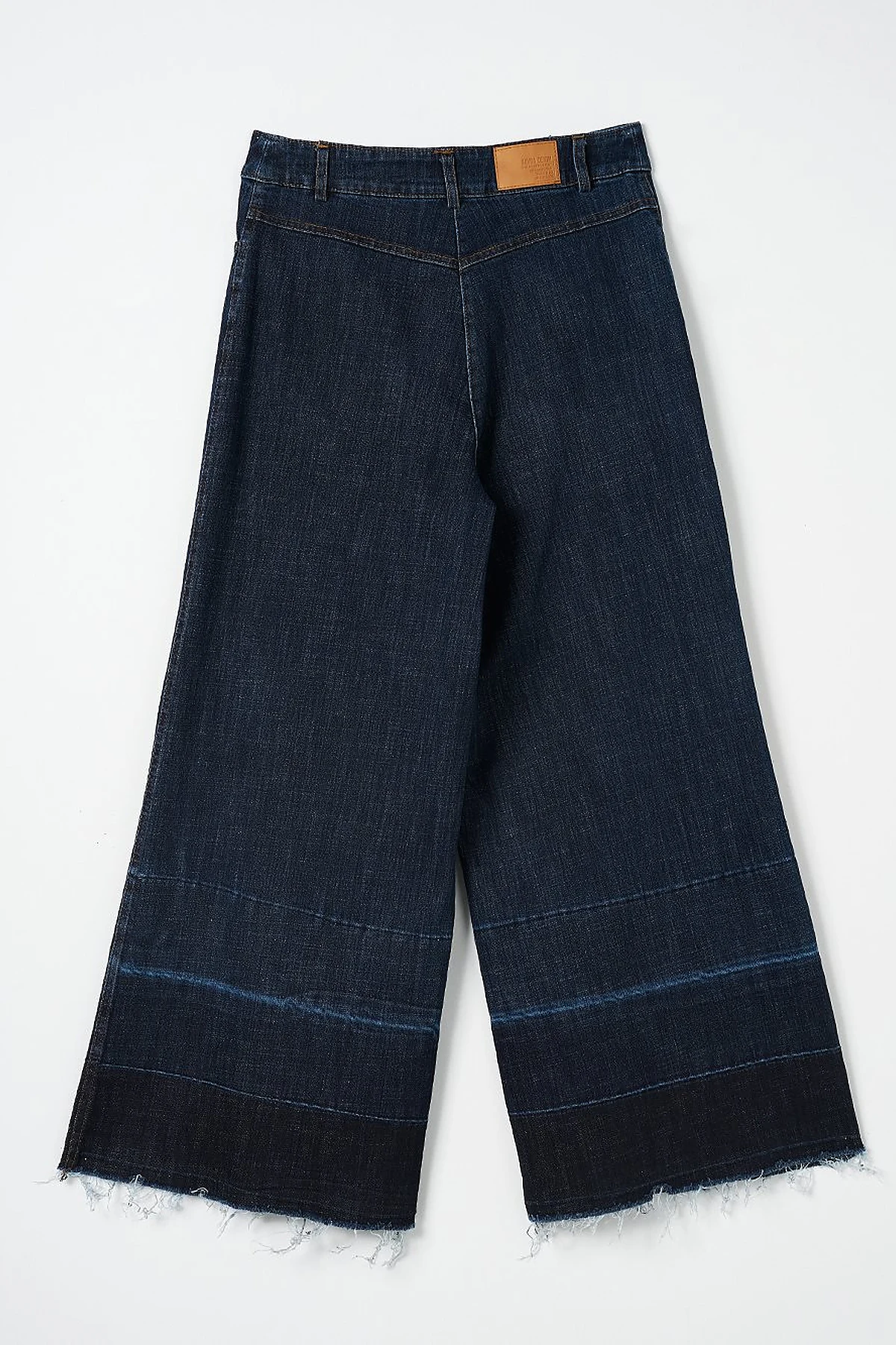 Paçası Eskitmeli Denim Pantolon Lacivert