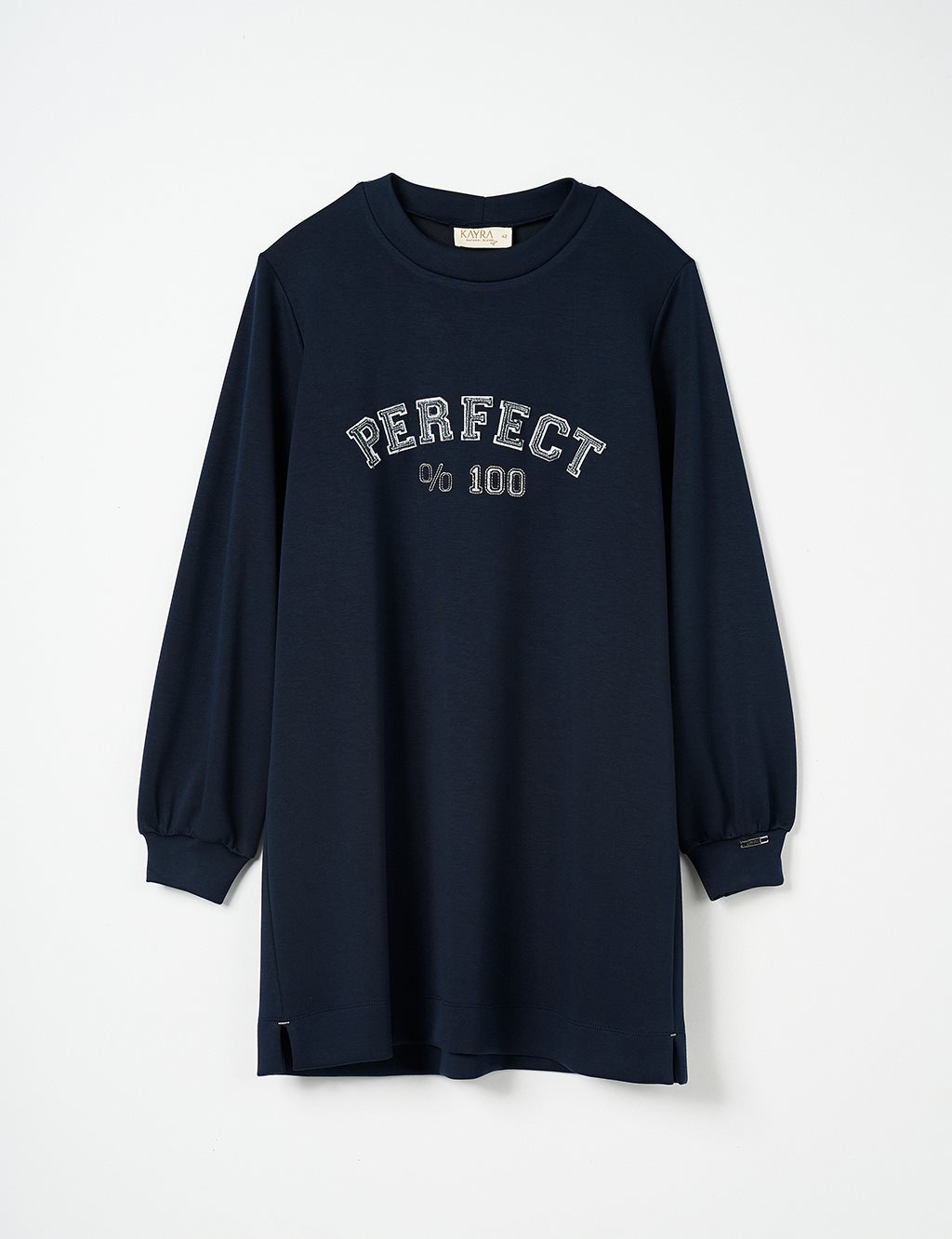 Slogan Detailed Rayon Sweatshirt in Navy