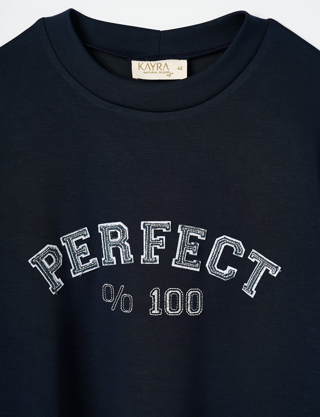 Slogan Detailed Rayon Sweatshirt in Navy