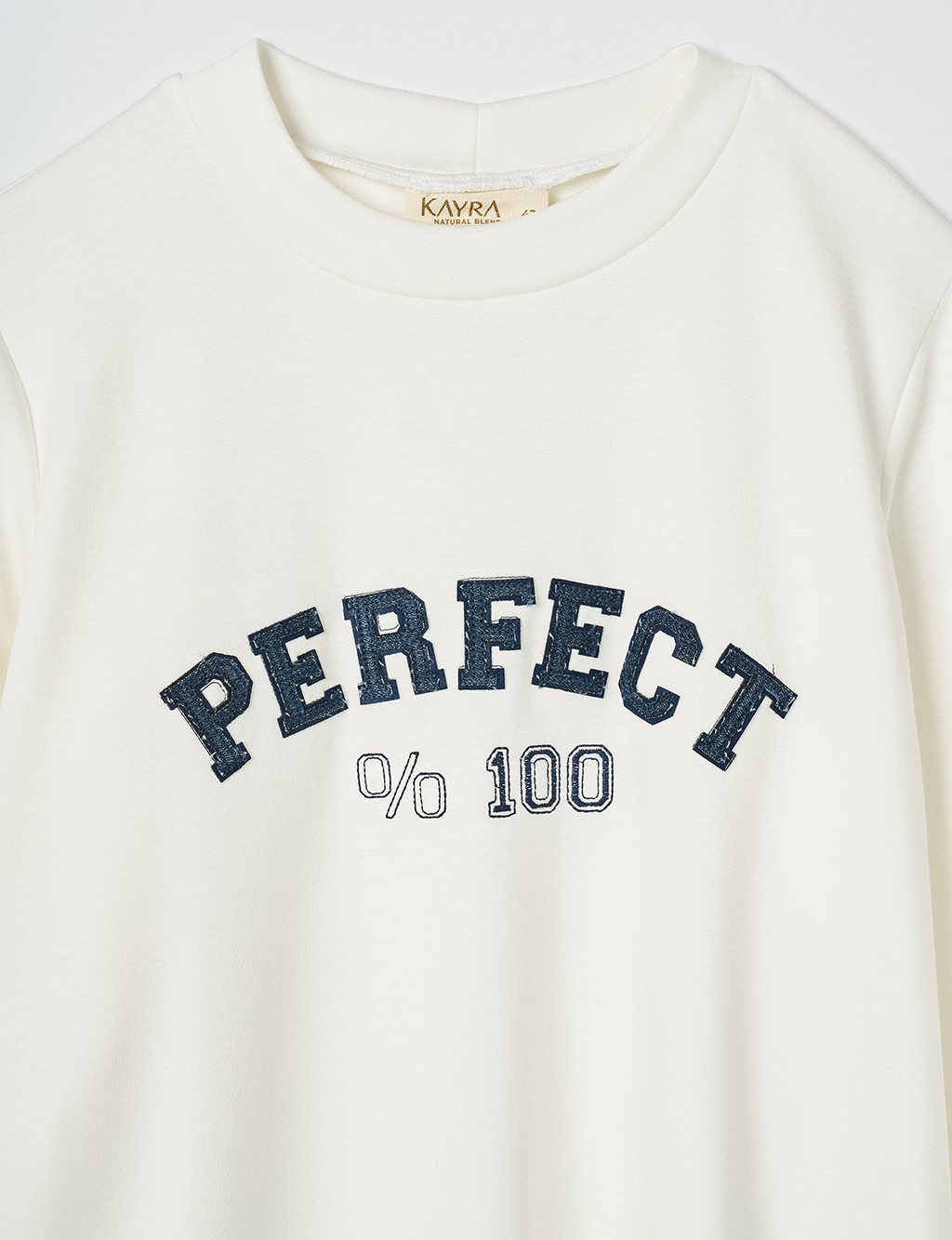 Slogan Detailed Rayon Sweatshirt in Ecru