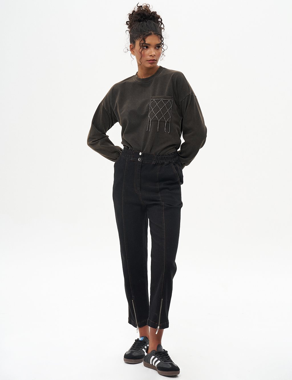 Pants with Zippered Legs Black