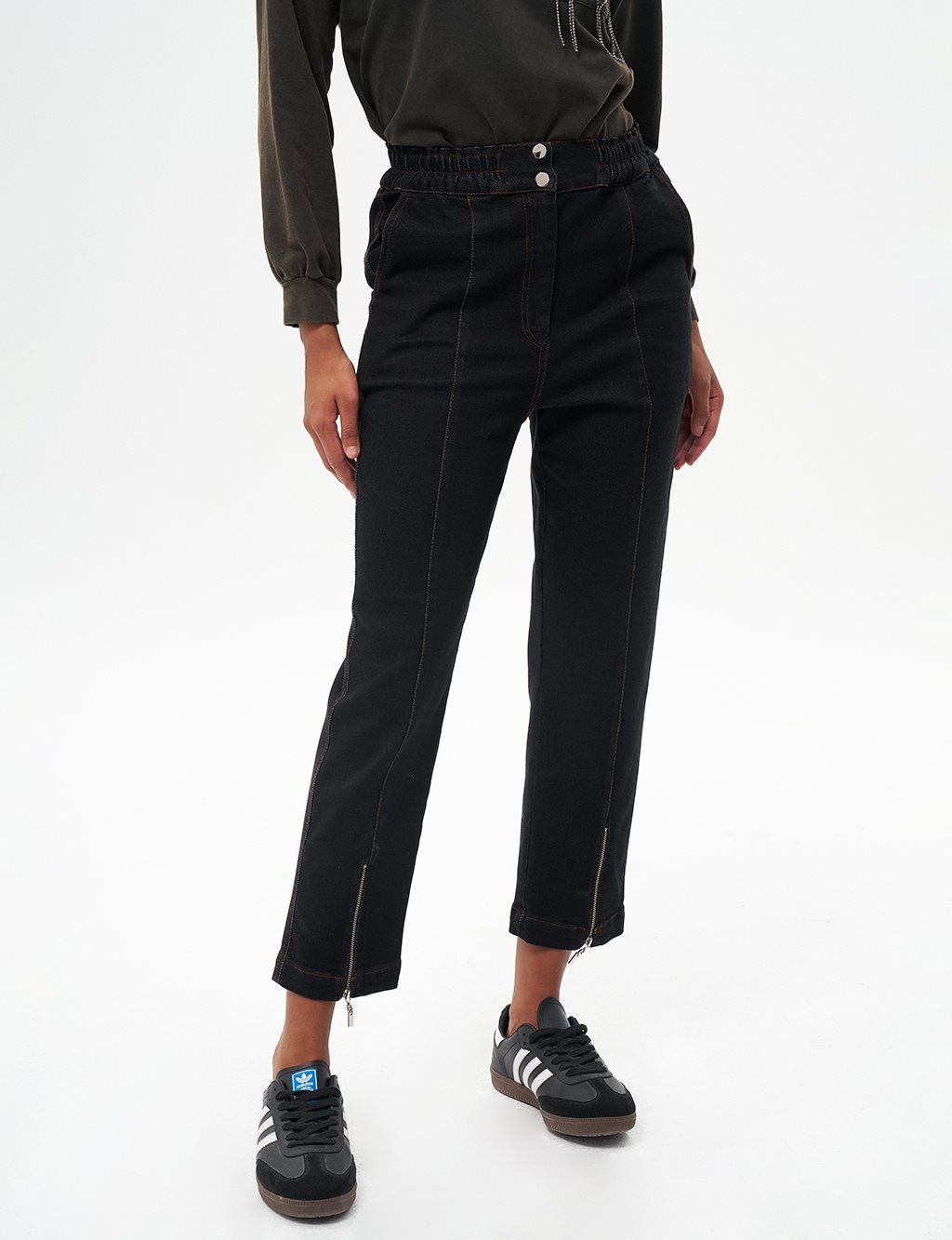 Pants with Zippered Legs Black