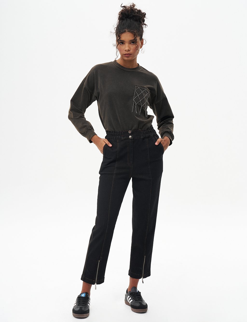 Pants with Zippered Legs Black