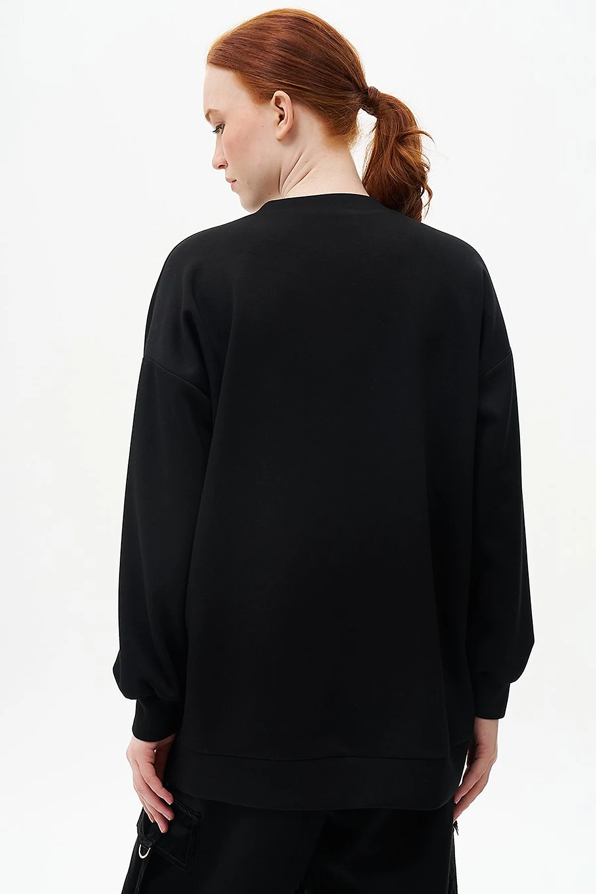 Slogan Embroidered Scuba Sweatshirt Black