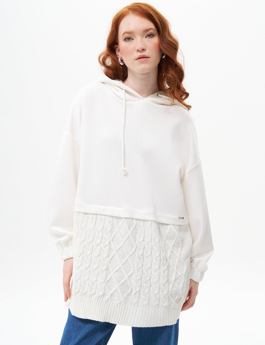 Knitwear Mixed Sweatshirt Ecru