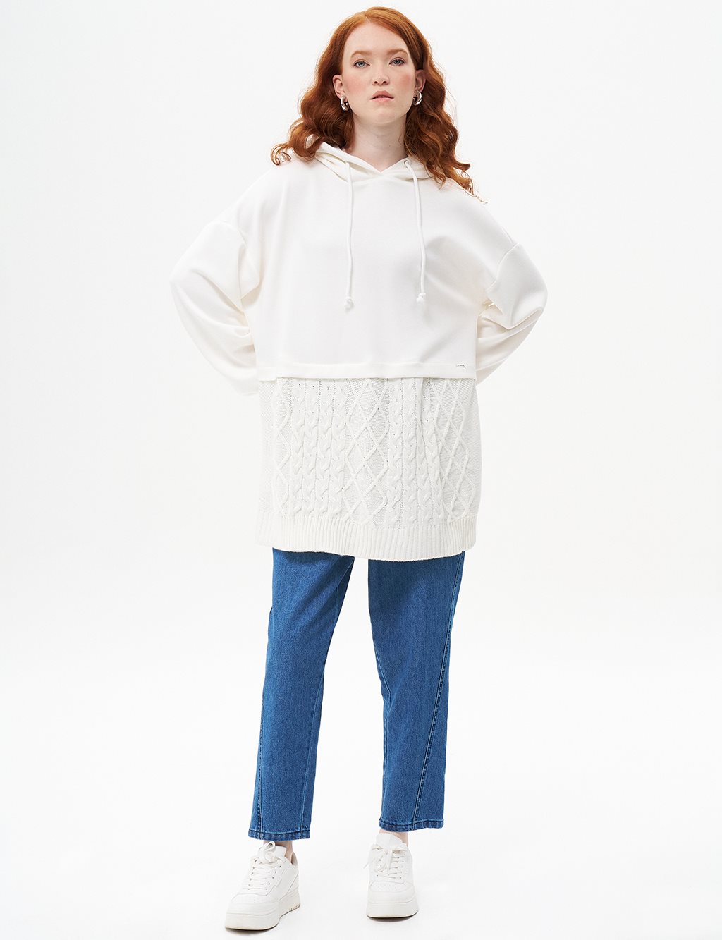 Knitwear Mixed Sweatshirt Ecru