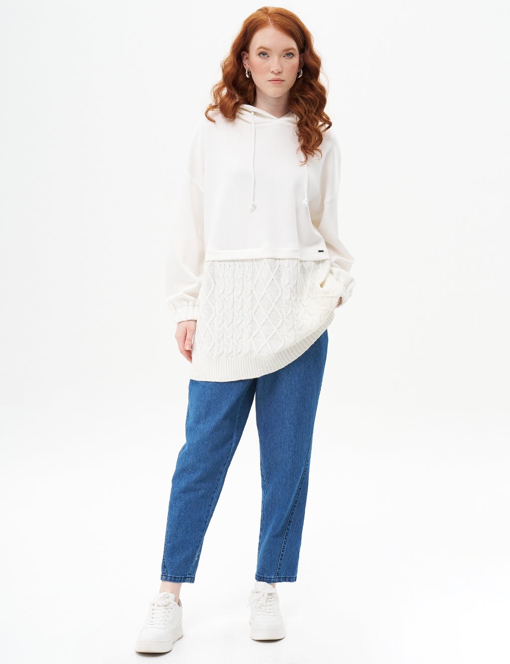 Knitwear Mixed Sweatshirt Ecru