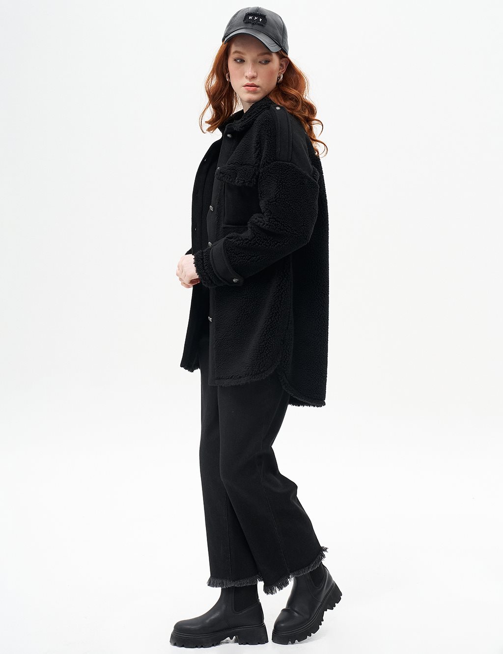 Double Pocket Plush Jacket Black