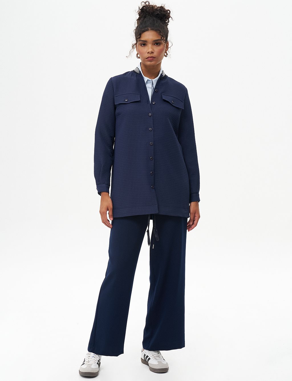 Flap Pocket Detailed Jacket Dark Navy Blue
