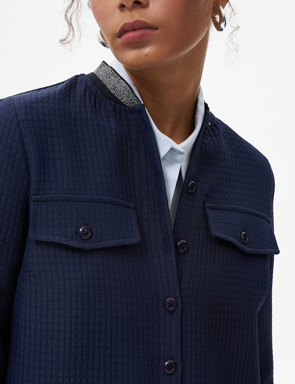 Flap Pocket Detailed Jacket Dark Navy Blue