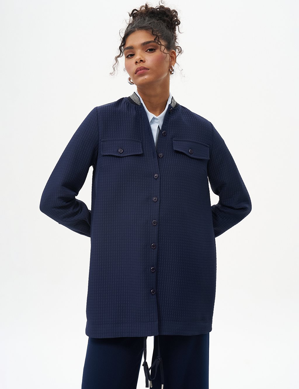 Flap Pocket Detailed Jacket Dark Navy Blue