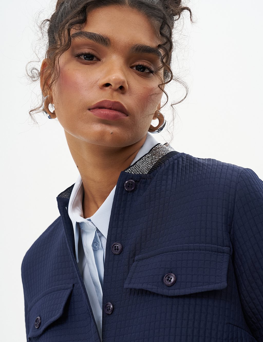 Flap Pocket Detailed Jacket Dark Navy Blue