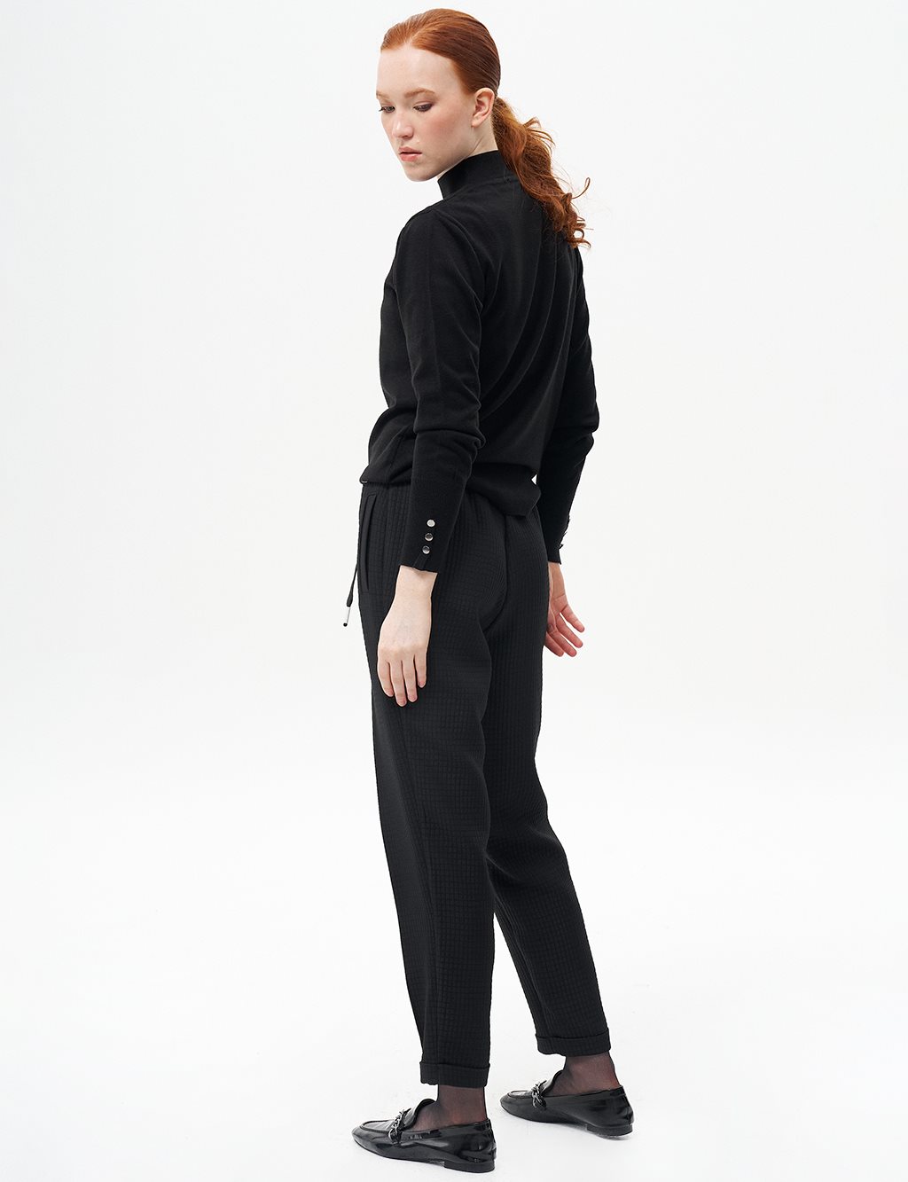 Double Cuffed Quilted Pants Black