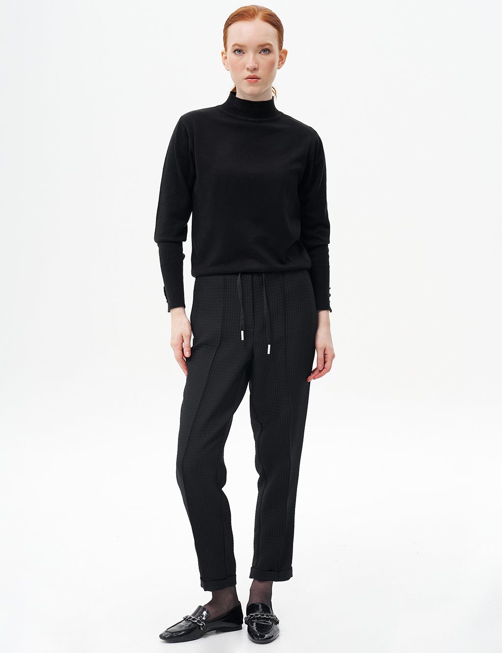 Double Cuffed Quilted Pants Black