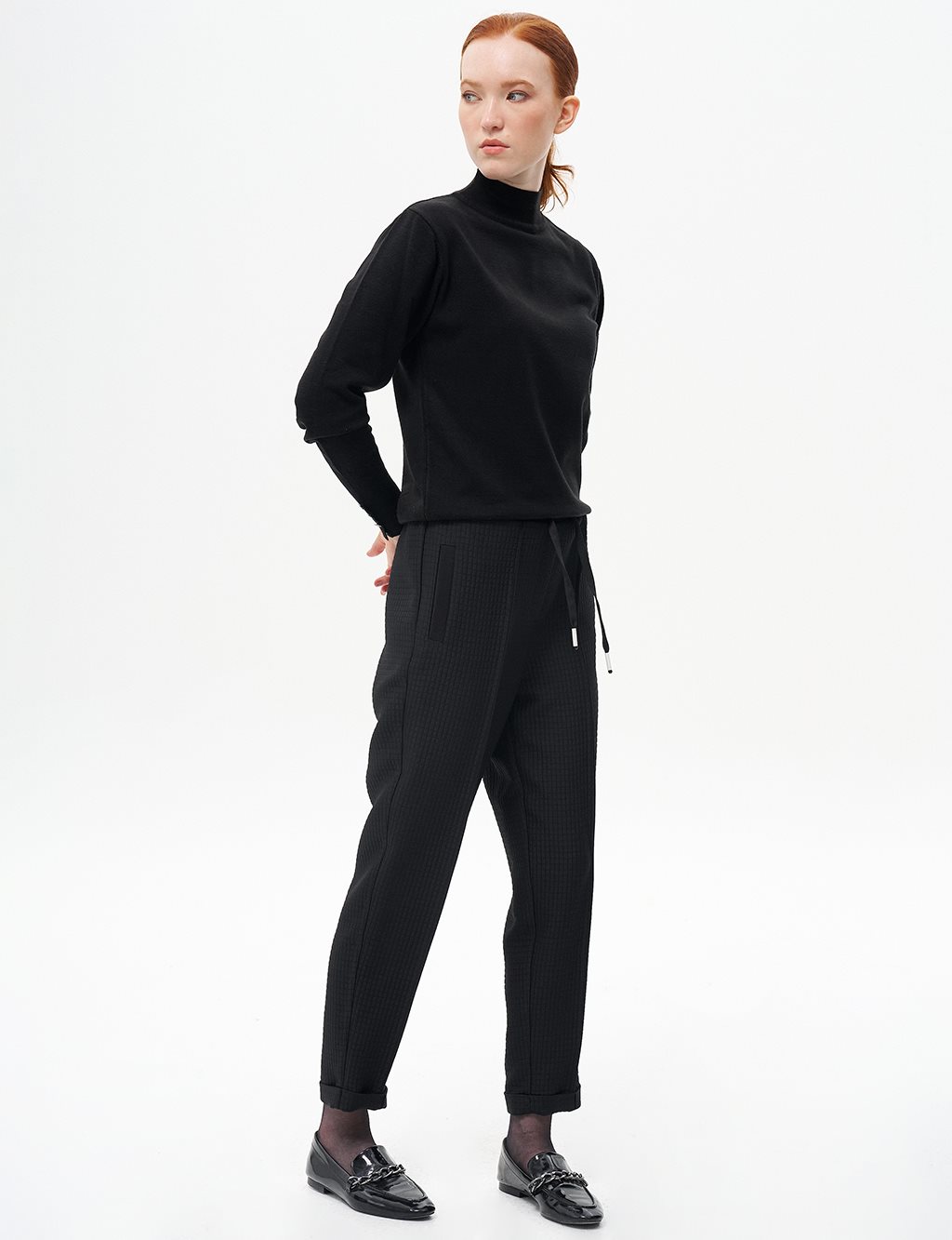 Double Leg Quilted Pants Black