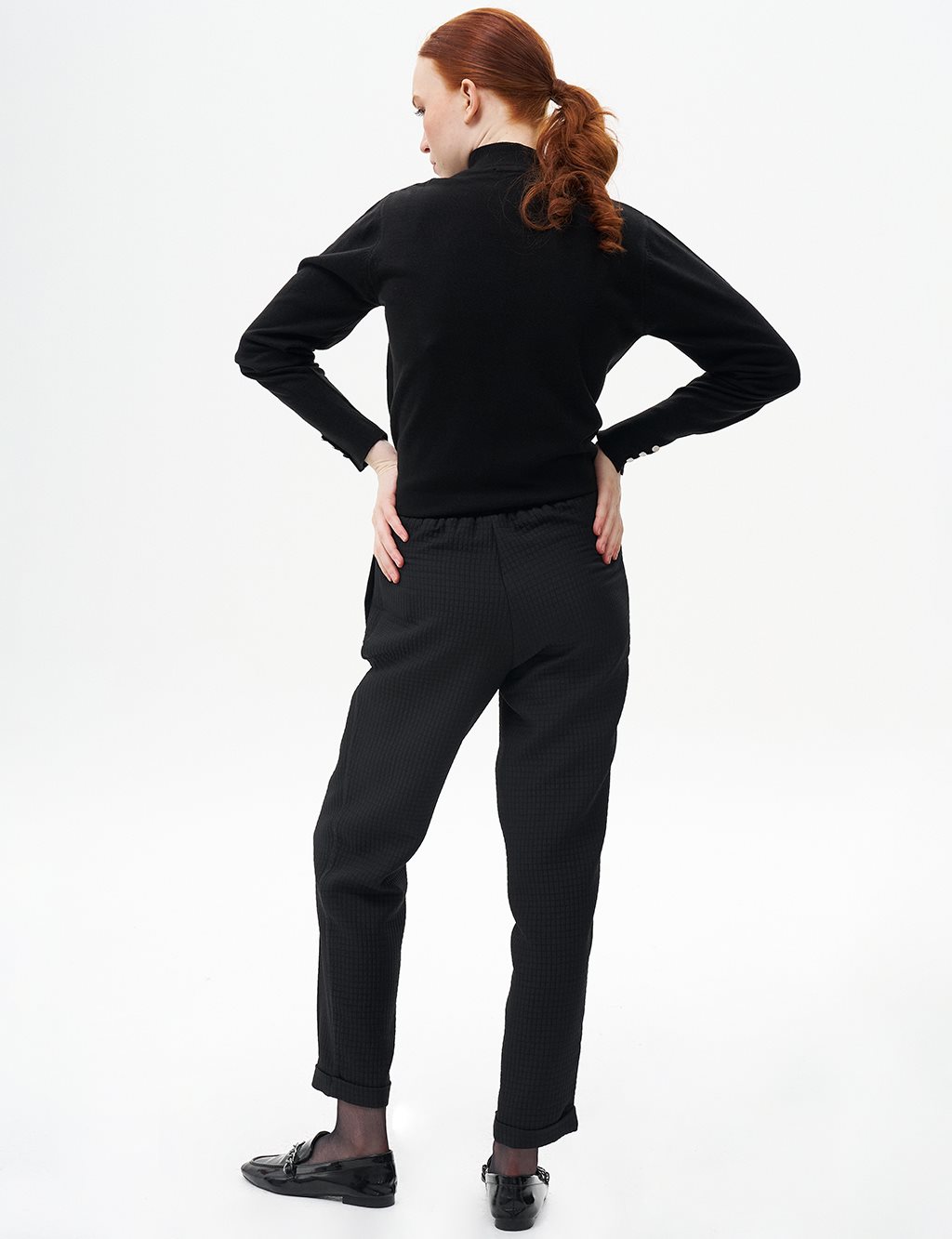 Double Cuffed Quilted Pants Black