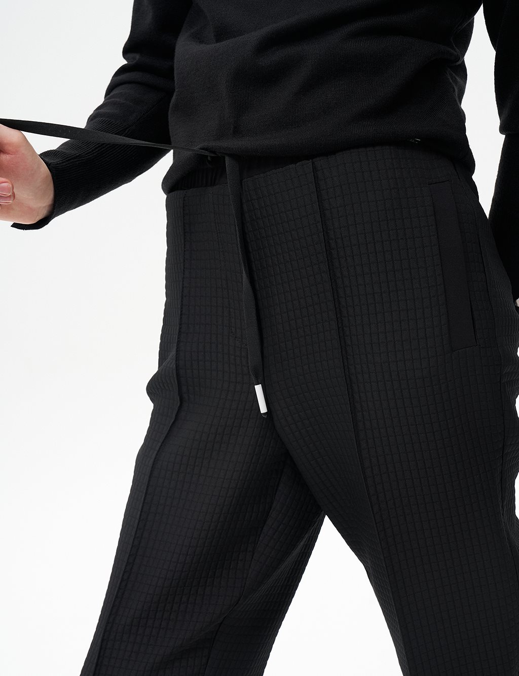 Double Cuffed Quilted Pants Black