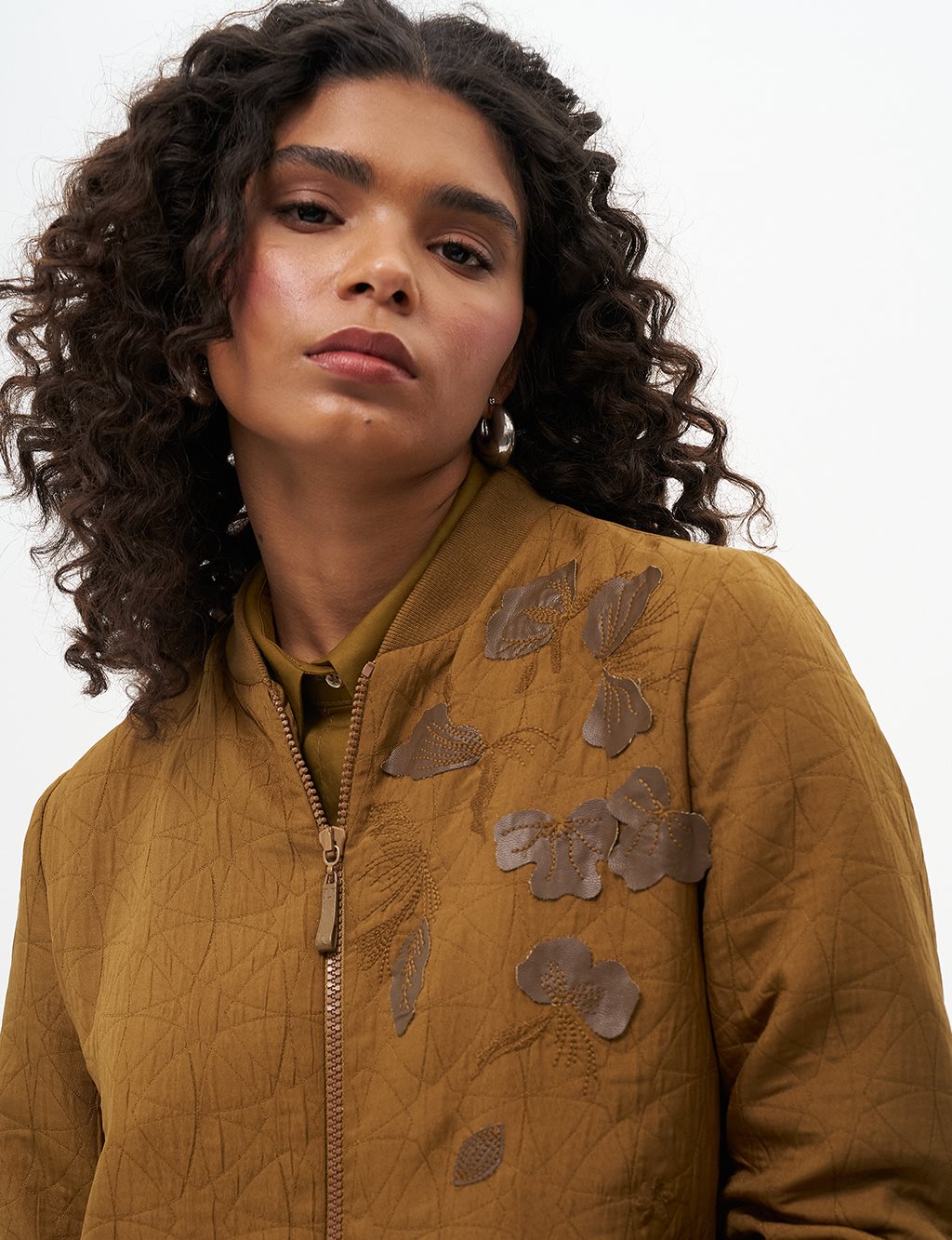 Leaf Applique Jacket Dark Oliv