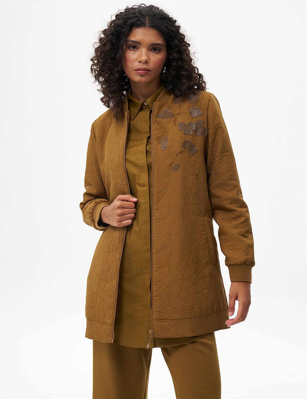 Leaf Applique Jacket Dark Oliv