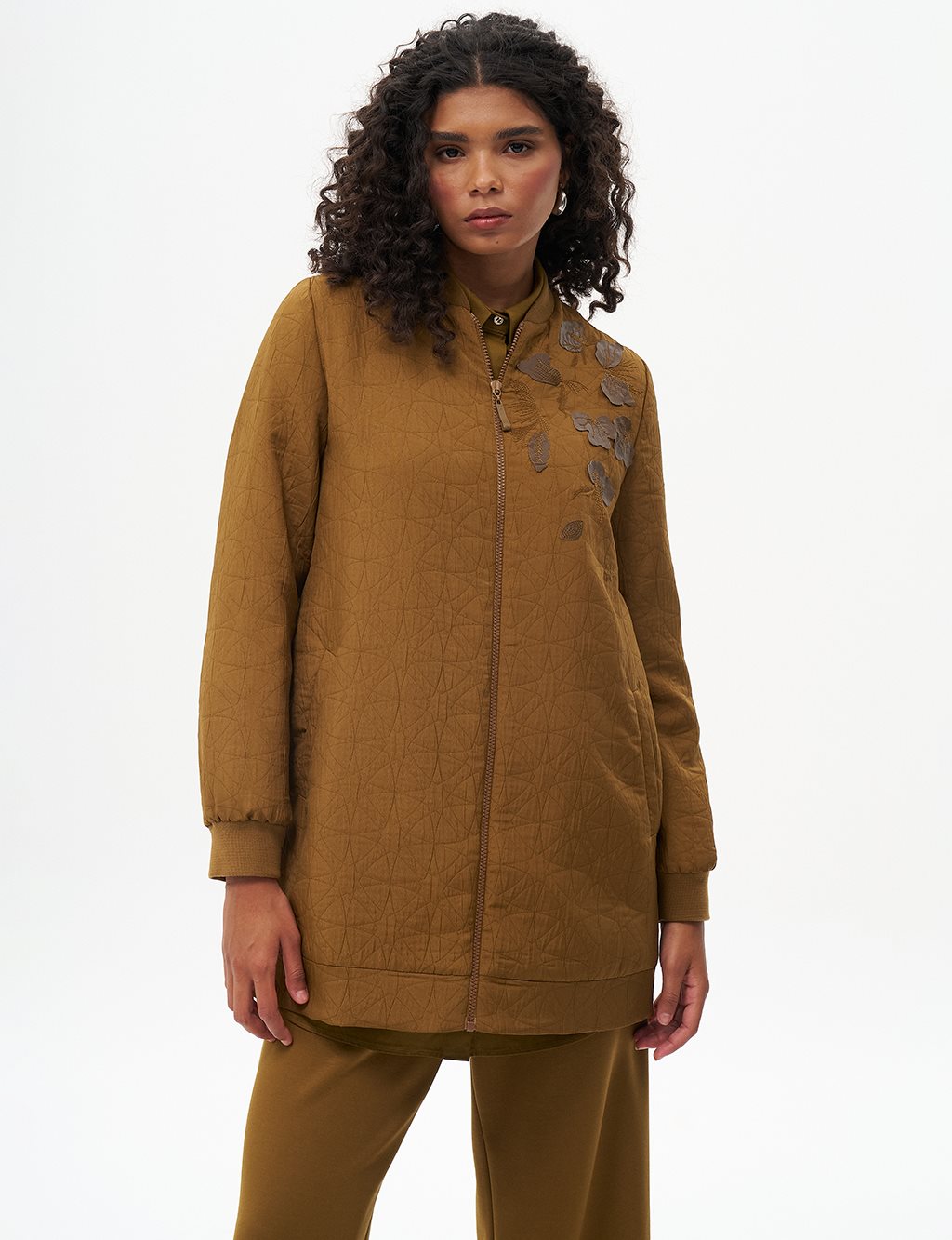 Leaf Applique Jacket Dark Oliv