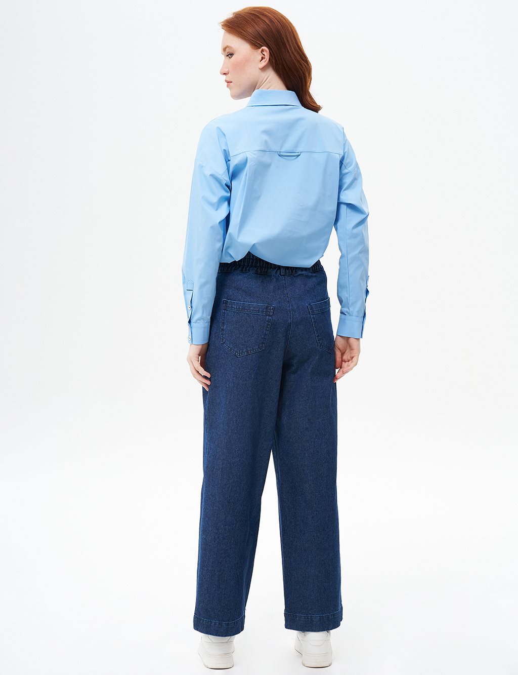 Grass Detailed Denim Pants Navy Blue
