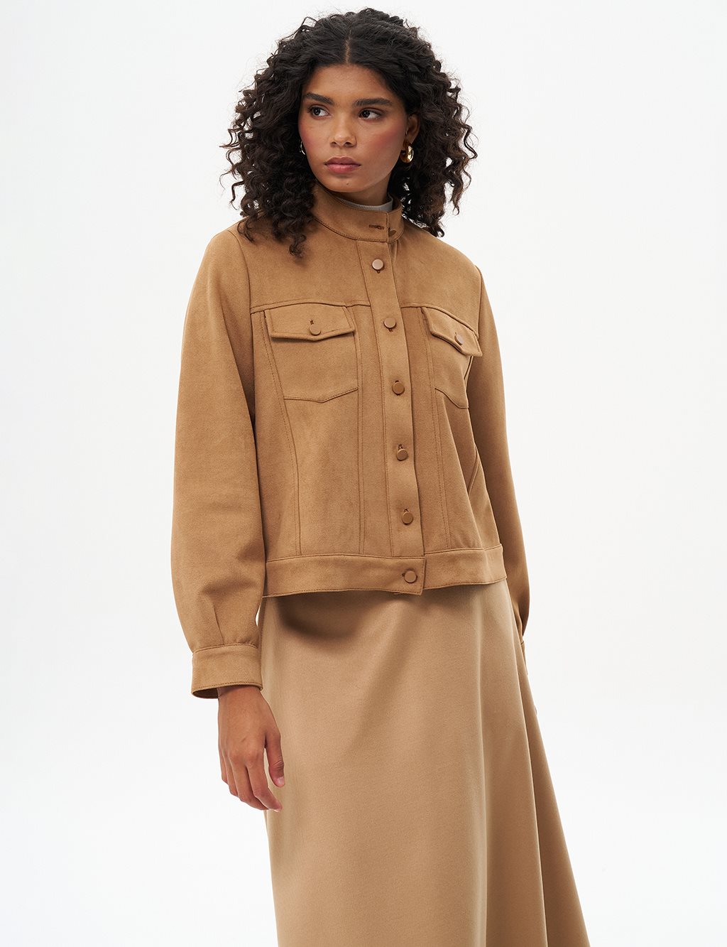 Suede orange jacket top
