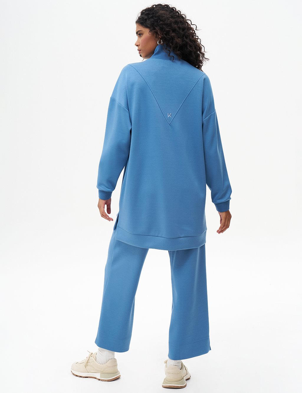 Dikiş Detaylı Scuba Sweatshirt Taç Mavisi