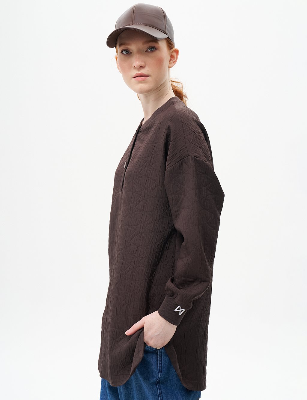 Textured Sweatshirt Dark Coffee