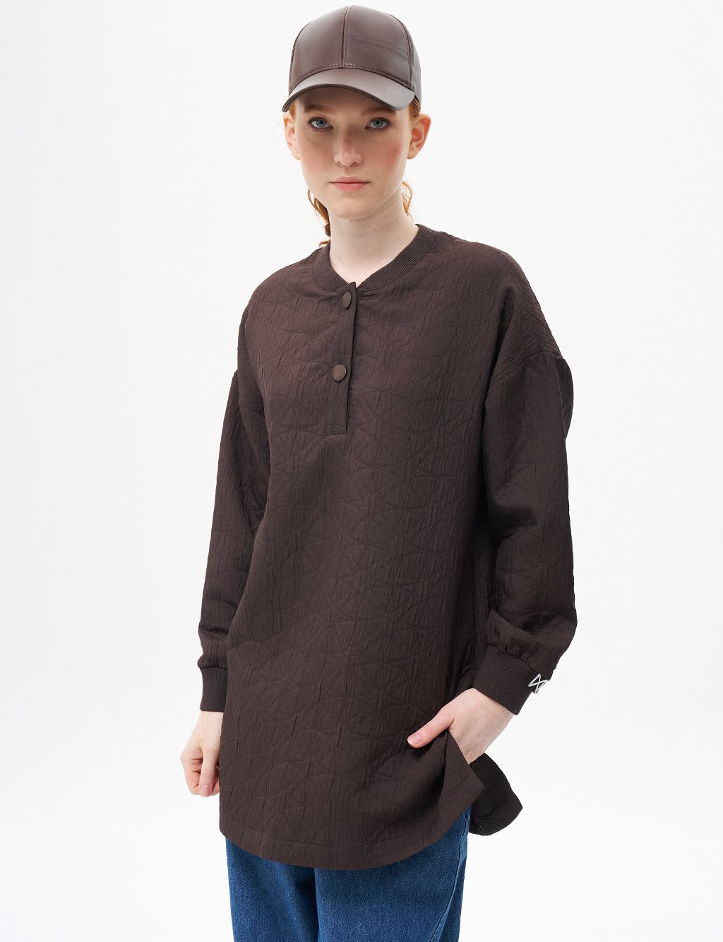 Textured Sweatshirt Dark Coffee