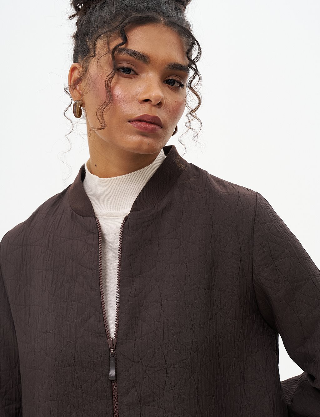 Leaf Applique Jacket Dark Coffee