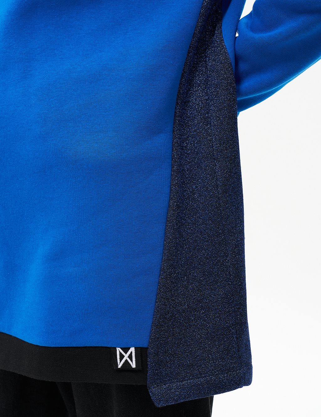Fabric Mixed Three Thread Sweatshirt Sax