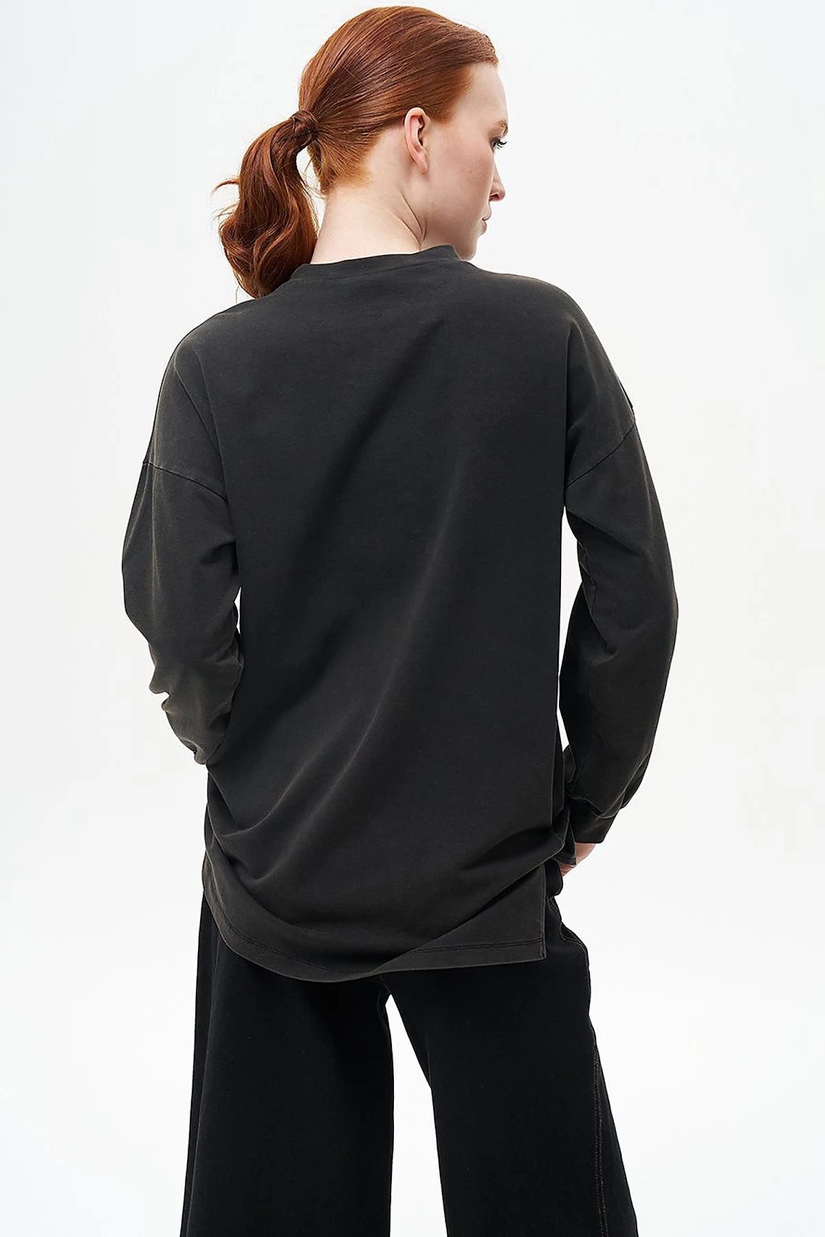Taş İşlemeli İki İplik Sweatshirt Siyah 