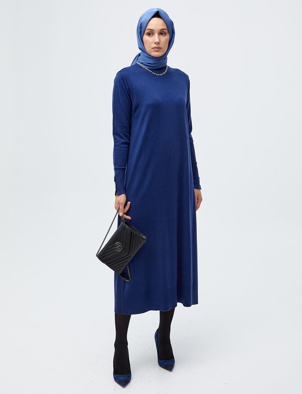 Half Turtleneck Knit Dress Saxe