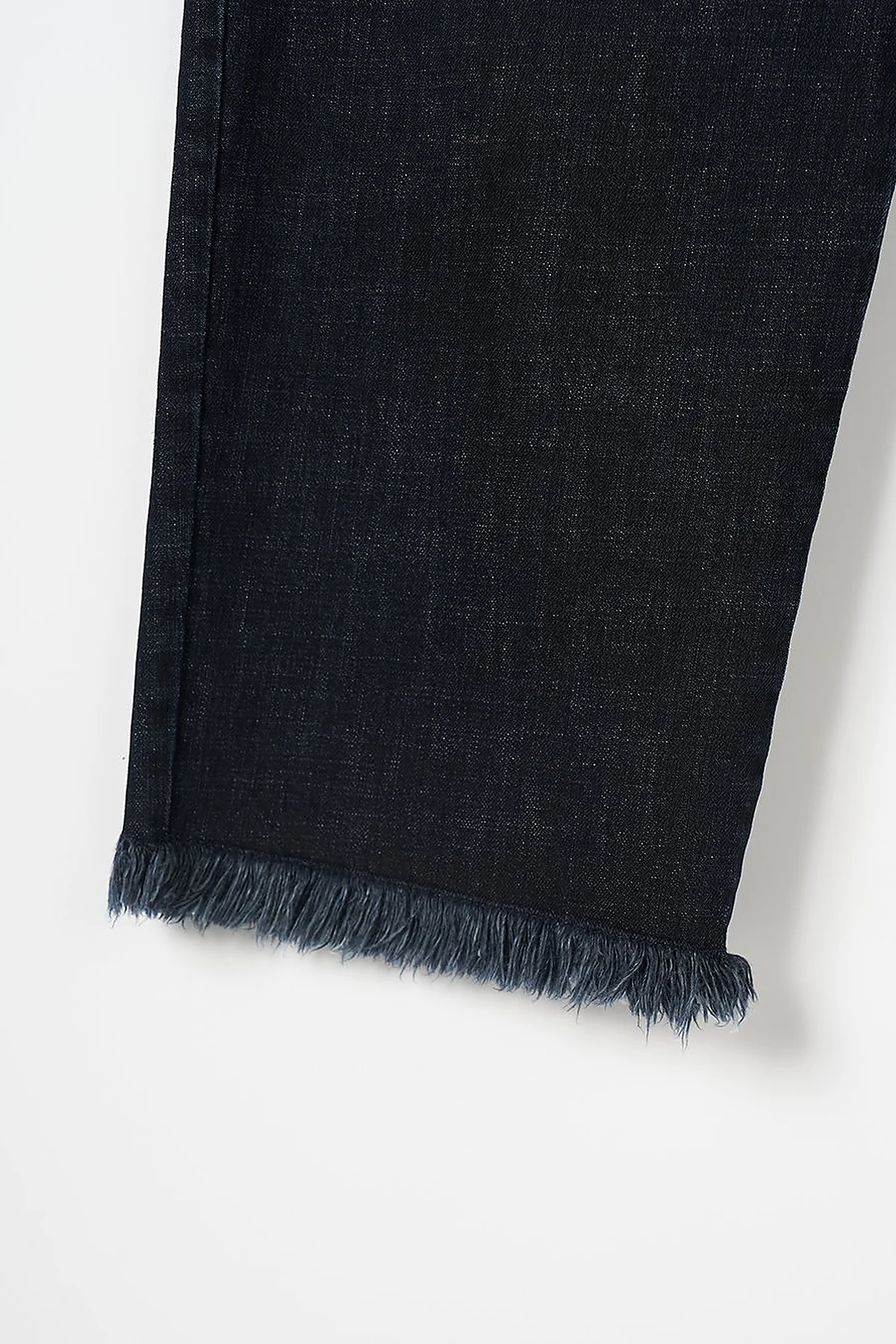 Fringed Denim Pants Navy Blue