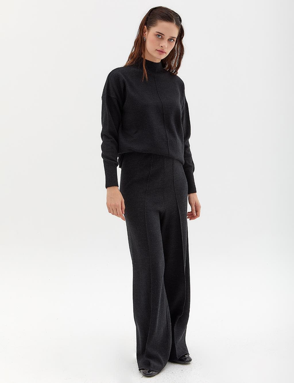 Grass Stitched Knit Pants Black