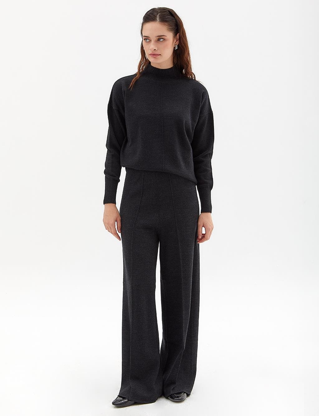 Grass Stitched Knit Pants Black