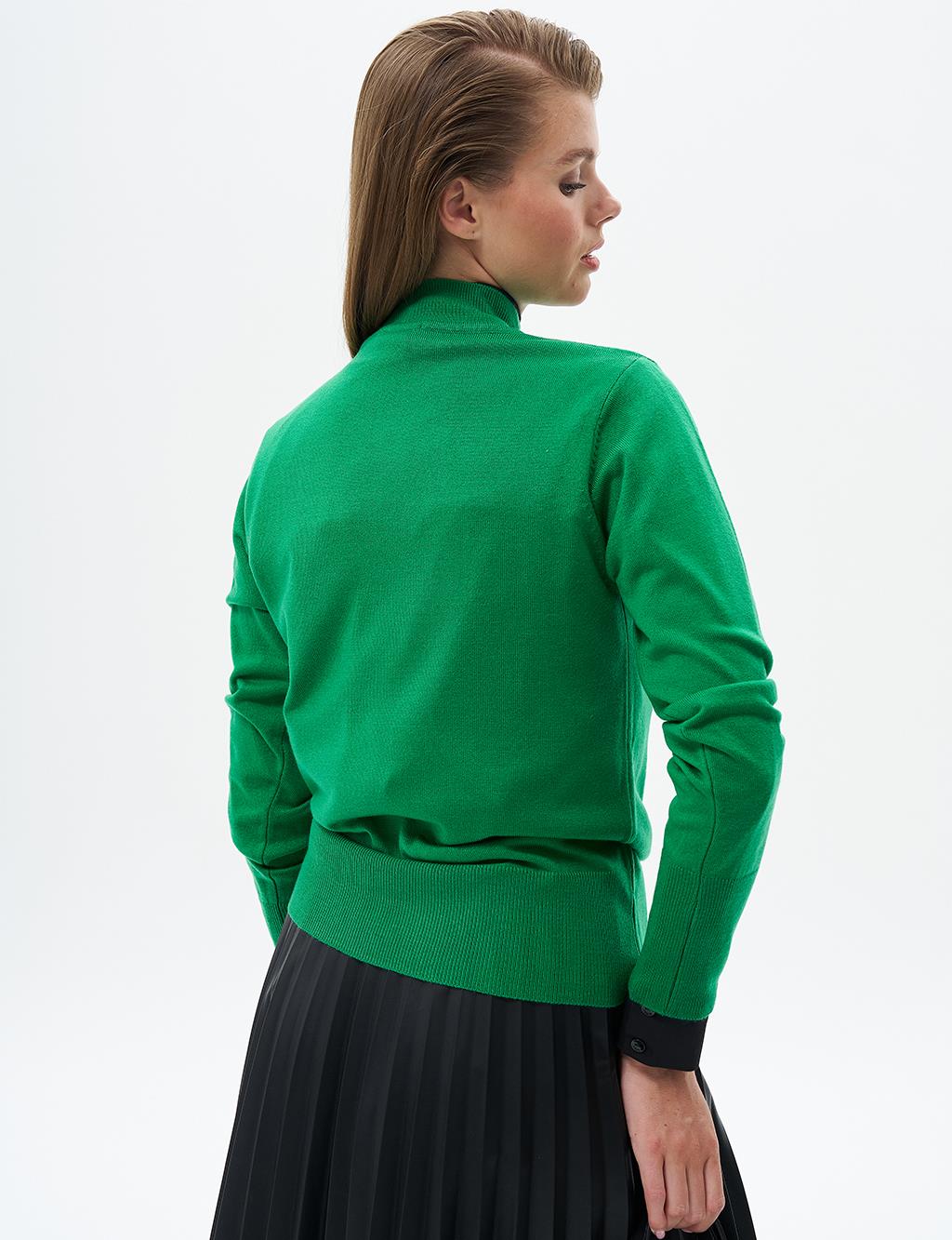 Basic Knitted Blouse Green