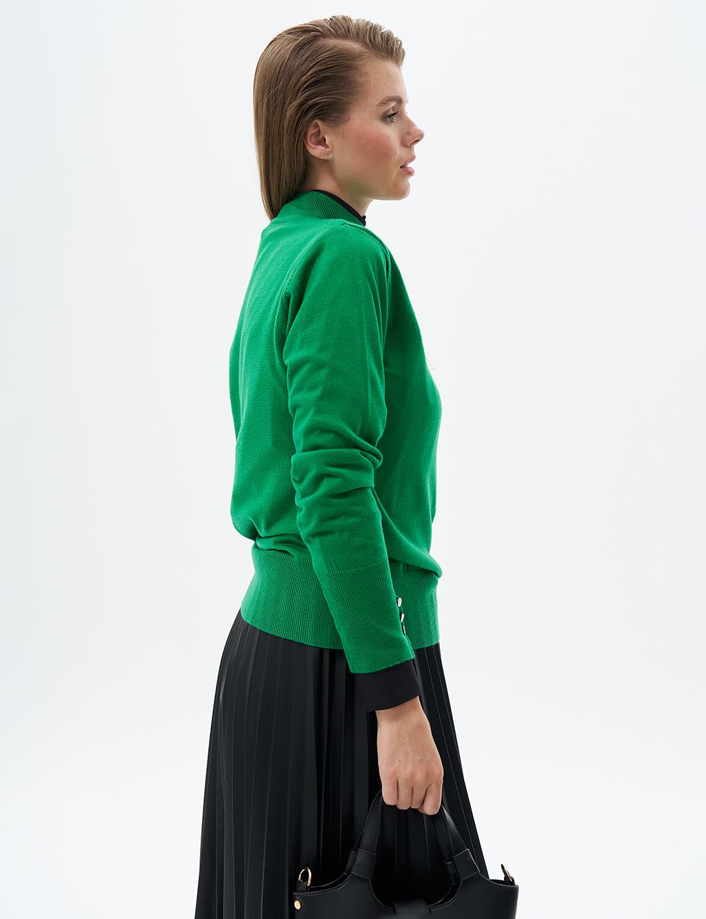 Basic Knitted Blouse Green