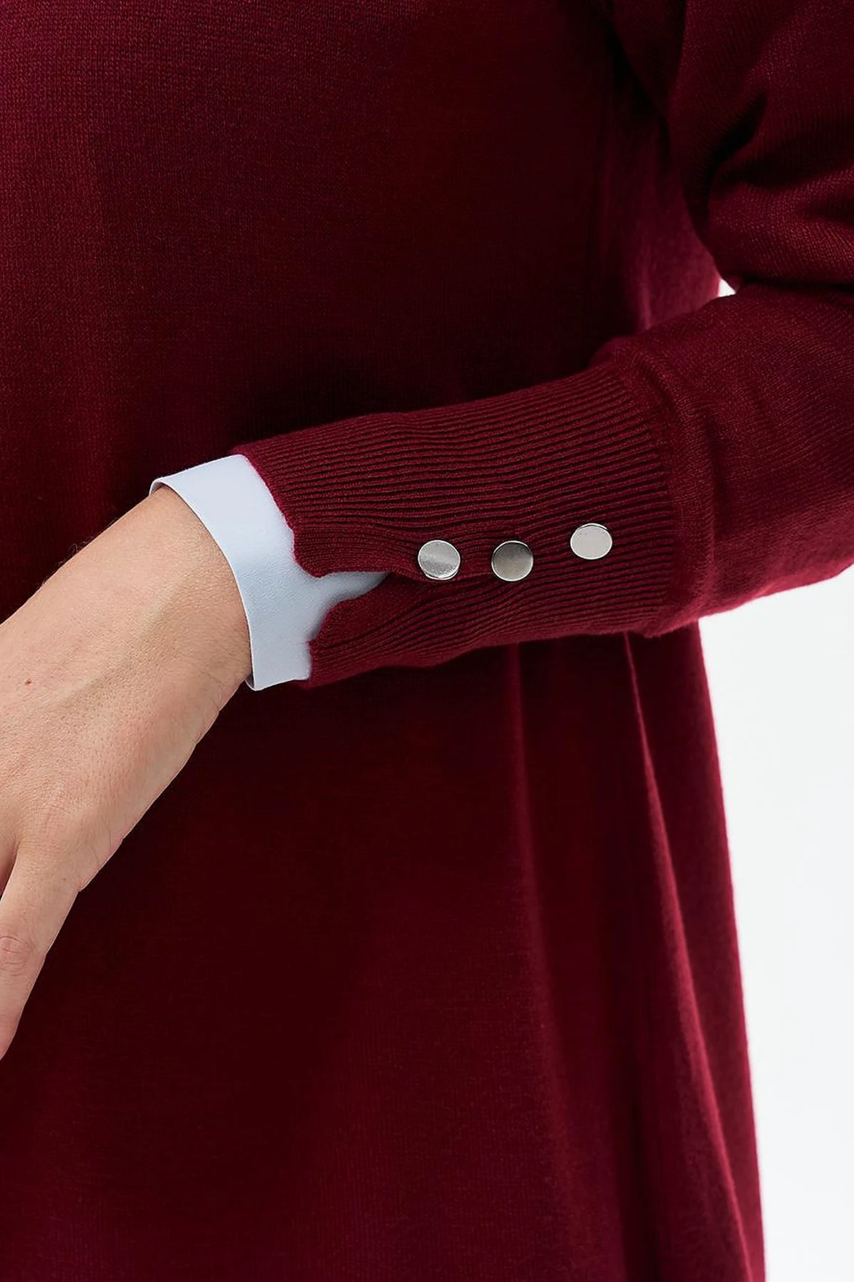 Half Turtleneck Knitted Dress Burgundy