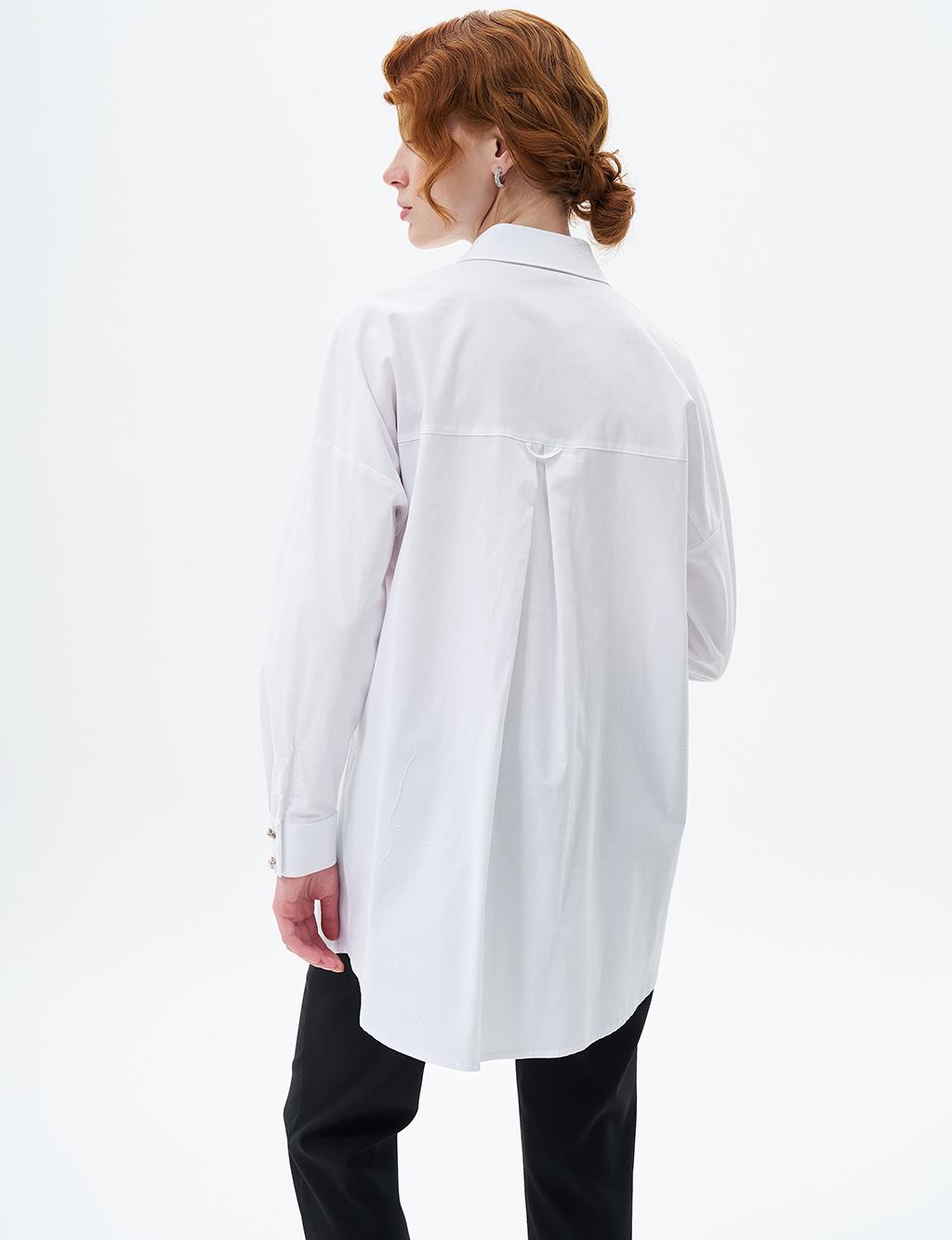 Stone Embroidered Poplin Tunic Optic White