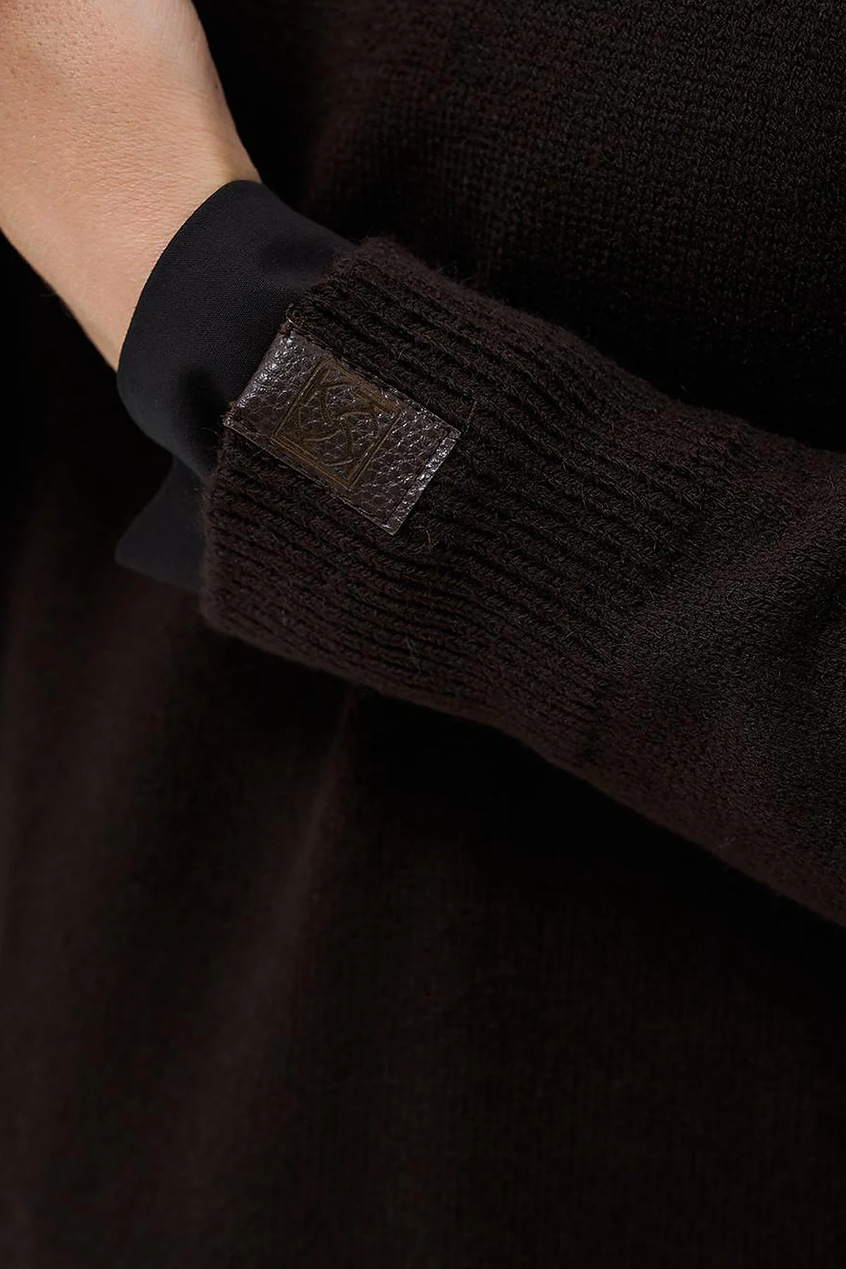 Buttoned Half Turtleneck Knitted Dress Coffee
