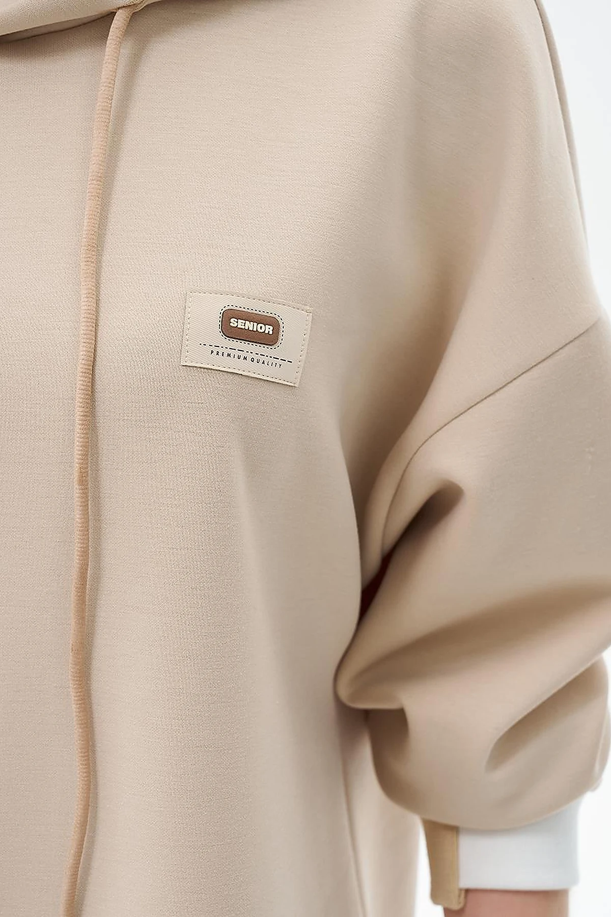 Hooded Scuba Sweatshirt Light Beige