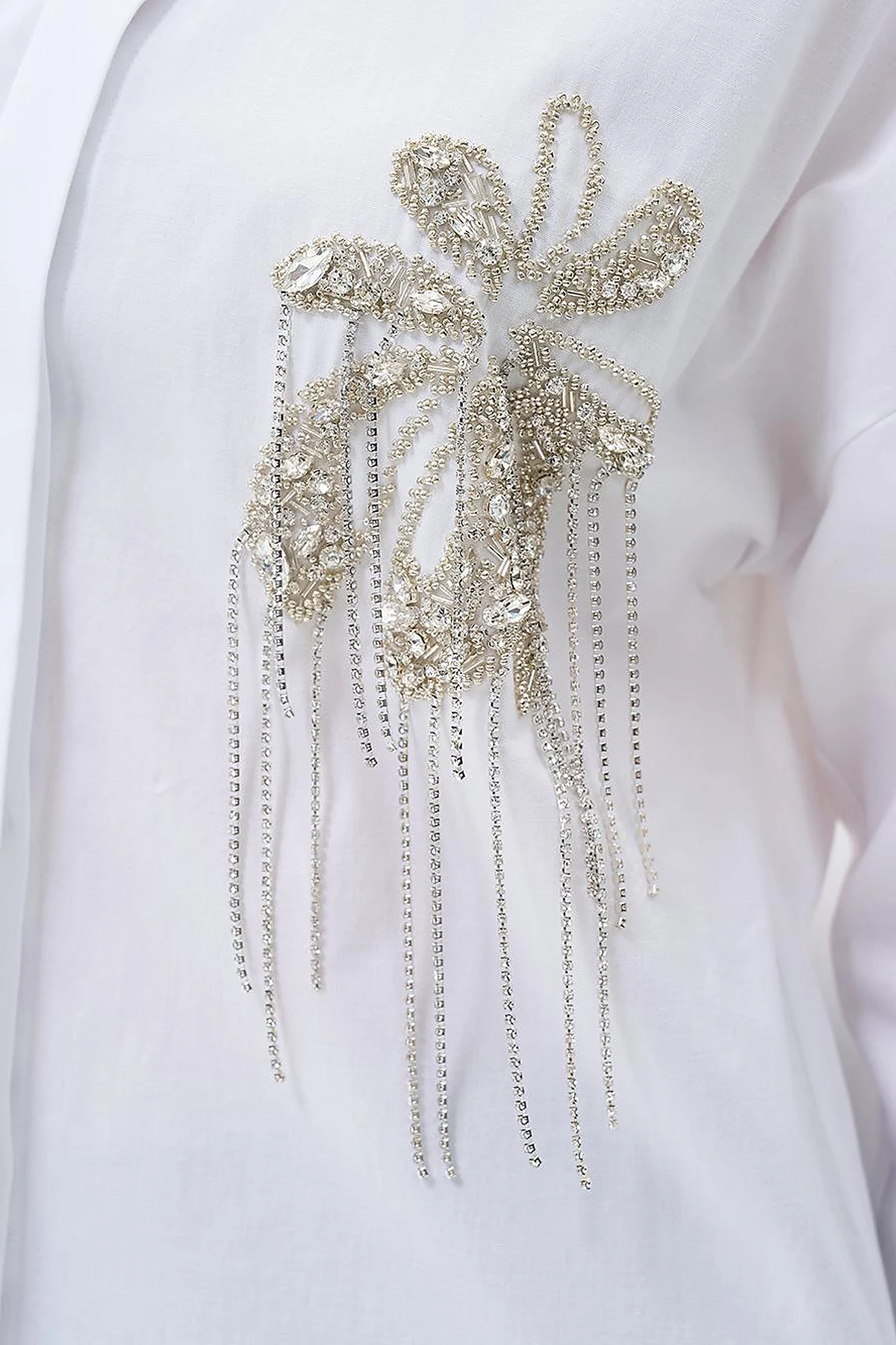 Stone Embroidered Cotton Tunic Optic White