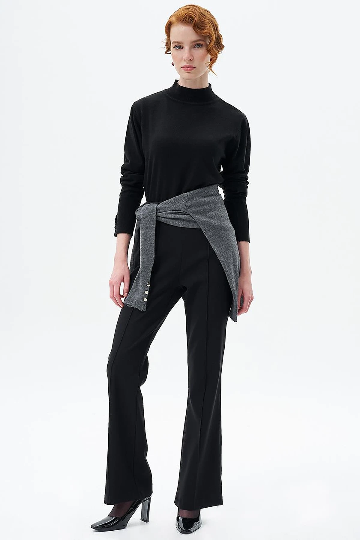 Taped Flare Fit Pants Black