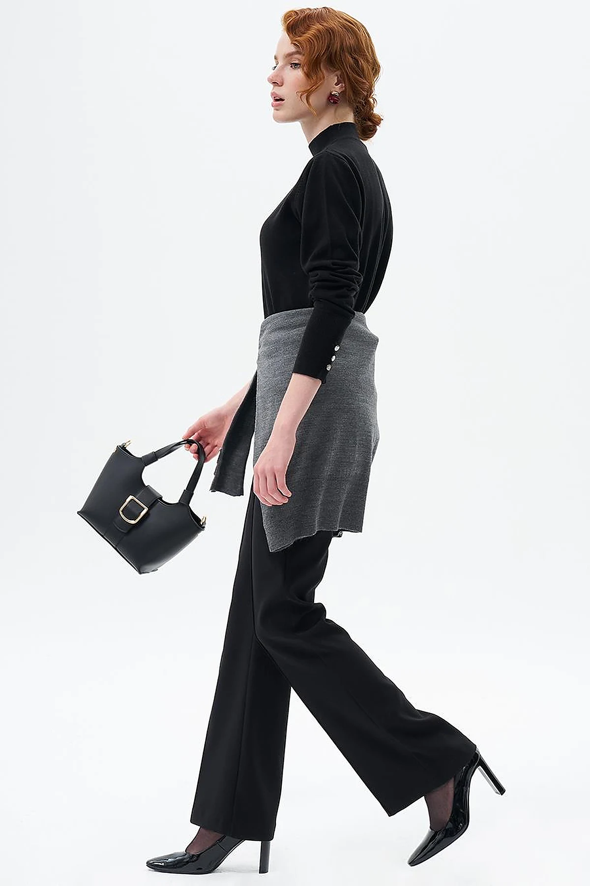 Taped Flare Fit Pants Black