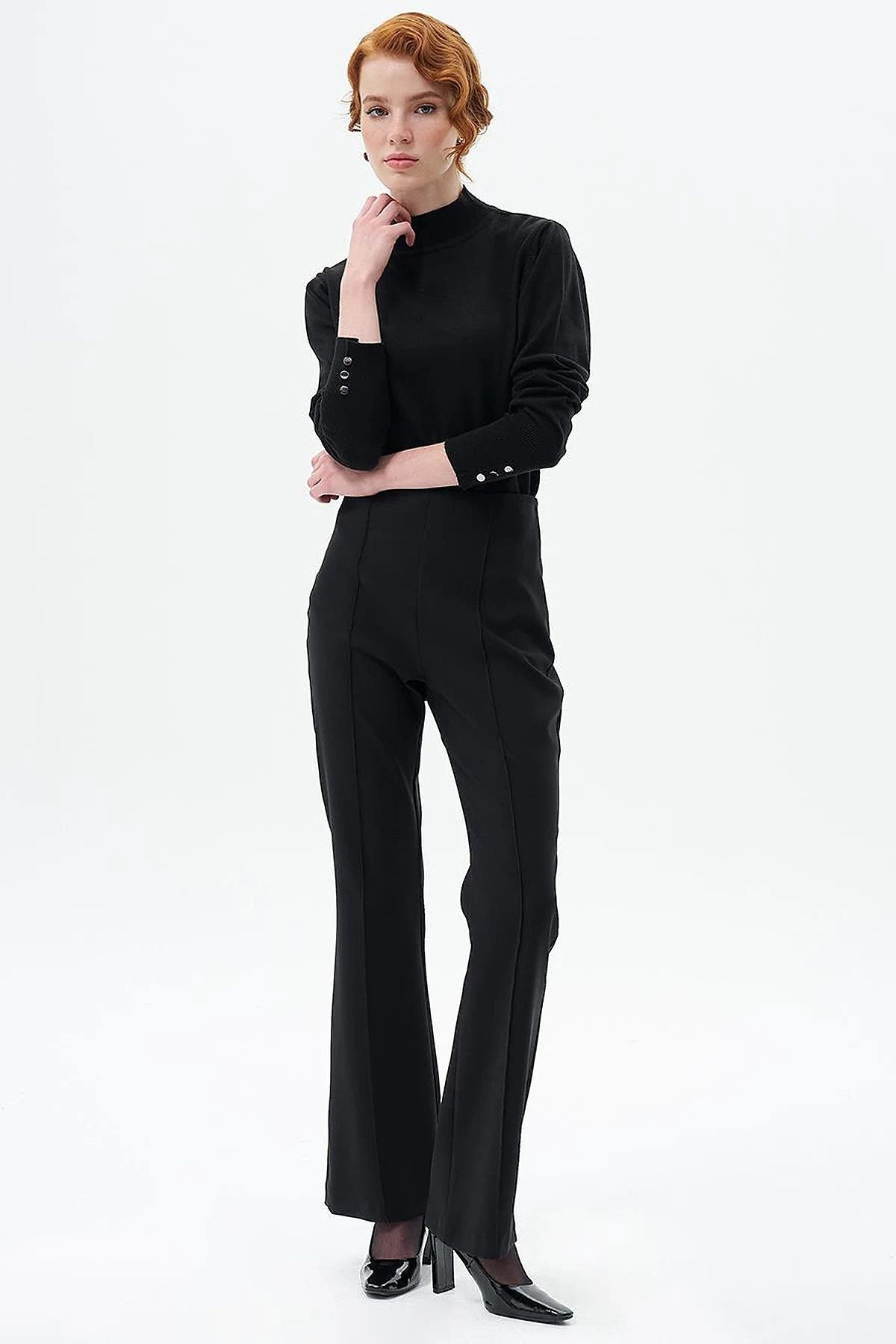 Taped Flare Fit Pants Black