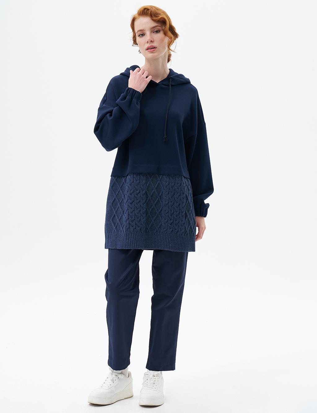 Triko Garnili Sweatshirt Koyu Lacivert